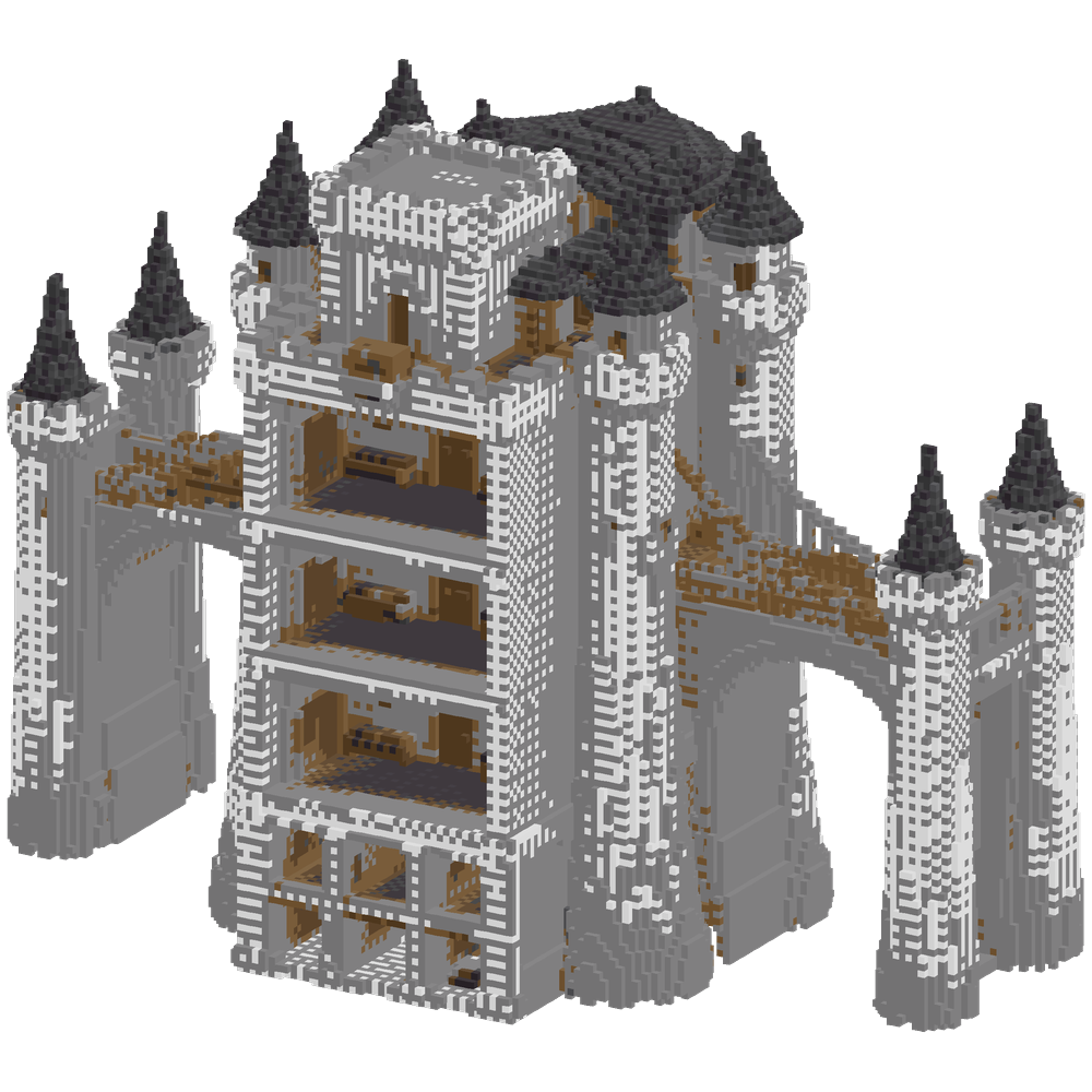 Build a large, symmetrical castle-b... | Minecraft Build - BlockGPT