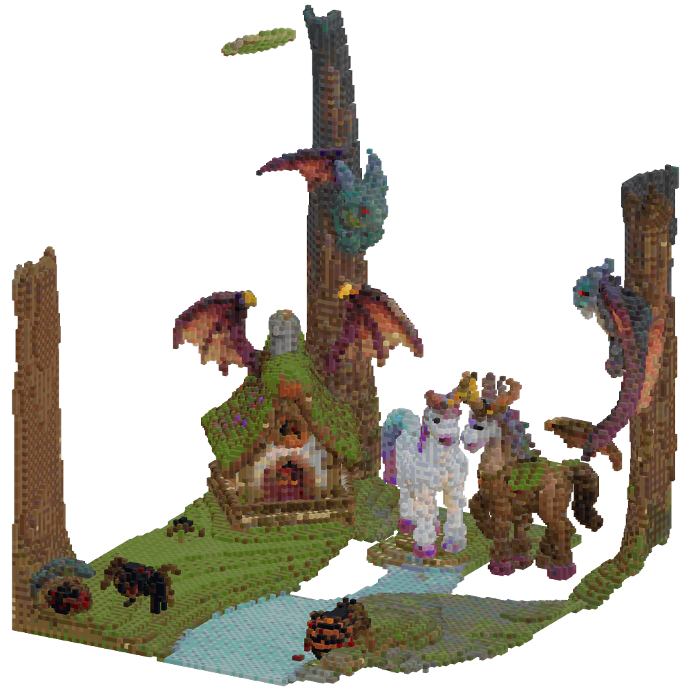 create a mythical forest with elven... | Minecraft Build - BlockGPT