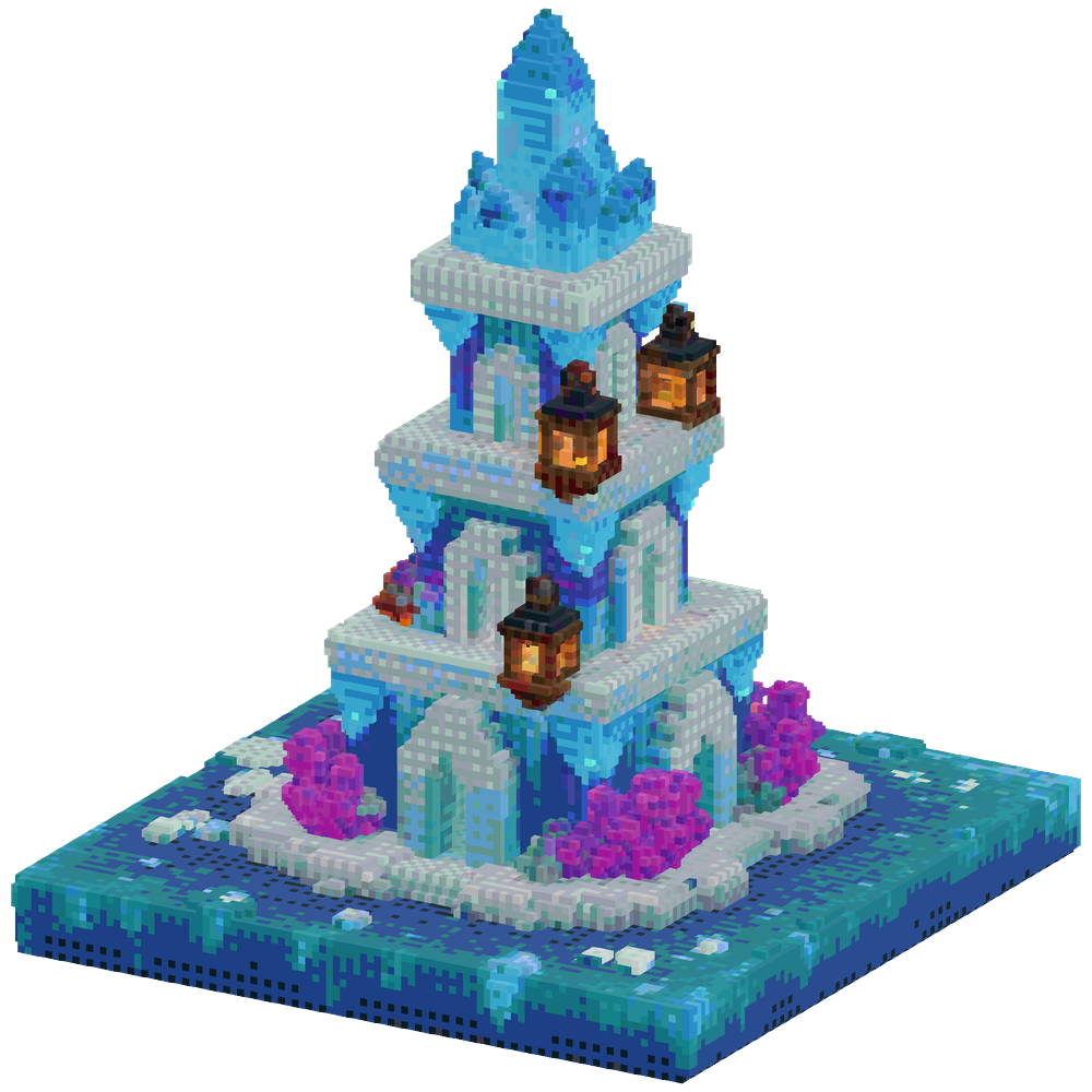 Build a crystalline ice tower with ... | Minecraft Build - BlockGPT