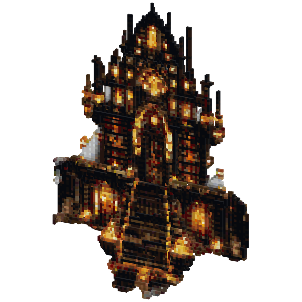 A gothic black church, with golden ... | Minecraft Build - BlockGPT