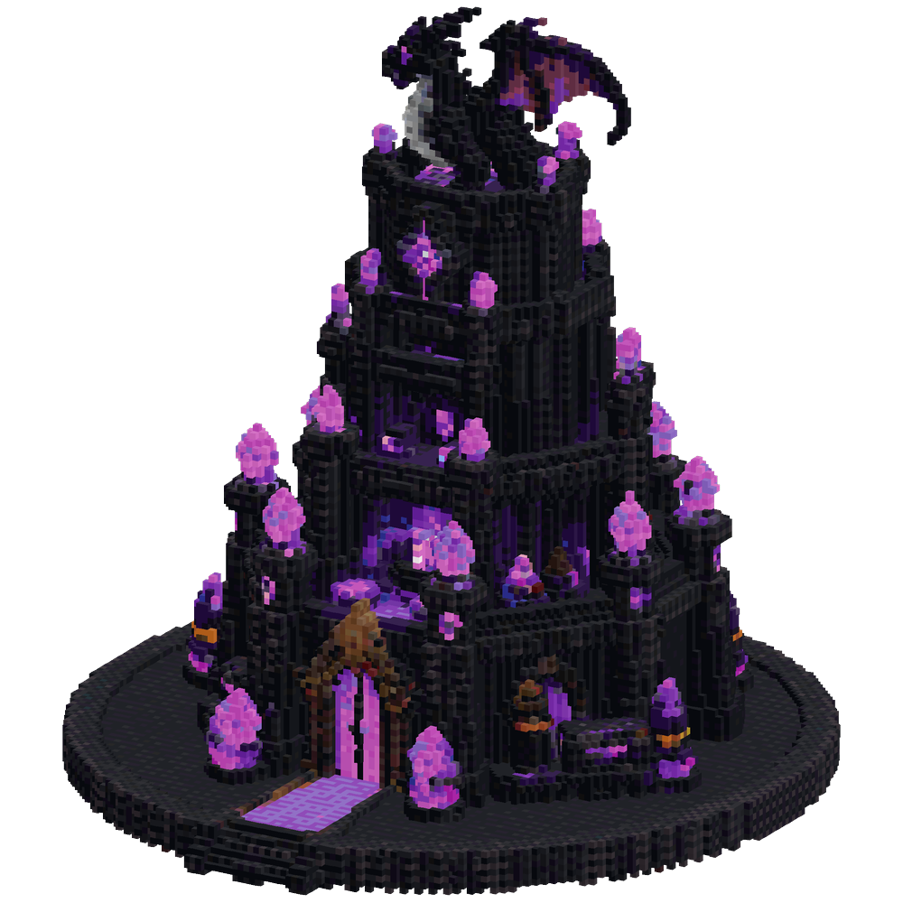 Design a tall, arcane fortress insp... | Minecraft Build - BlockGPT