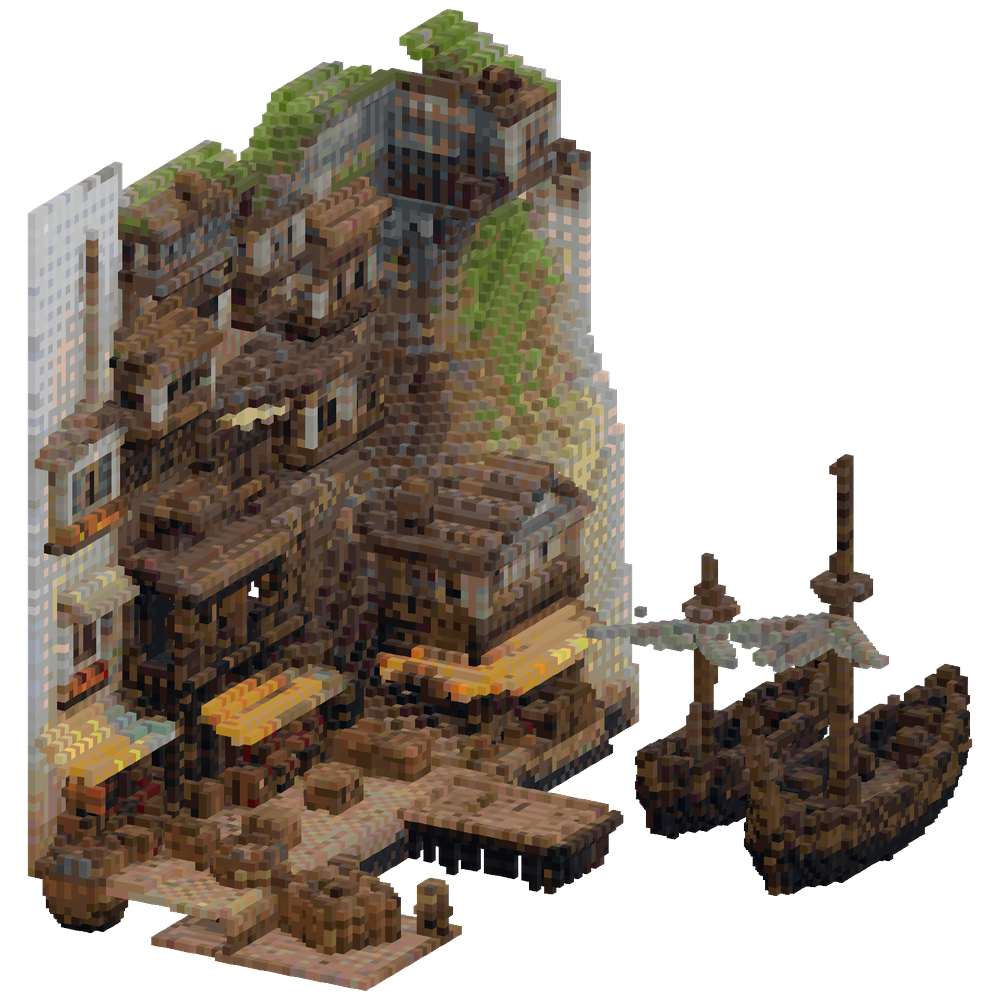 Dense Caribbean colonial town built... | Minecraft Build - BlockGPT