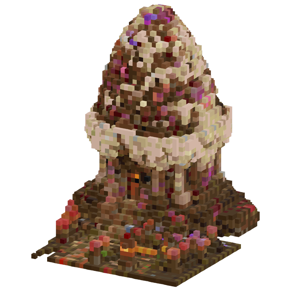 chocolate tower with whipped cream,... | Minecraft Build - BlockGPT