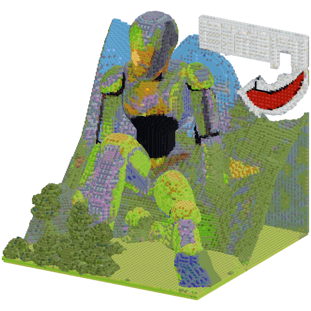 a colossal robot statue, heavily we... | Minecraft Build - BlockGPT