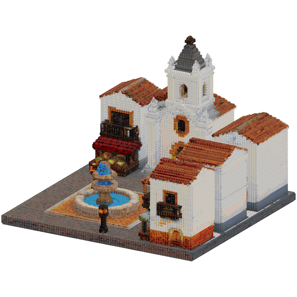 Build a compact Minecraft town squa... | Minecraft Build - BlockGPT