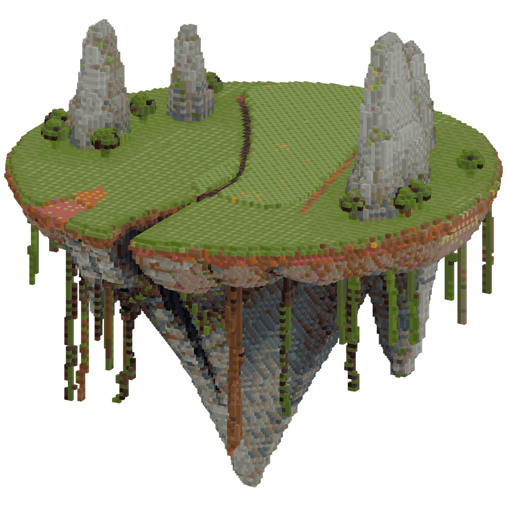Create a wide horizontal floating i... | Minecraft Build - BlockGPT