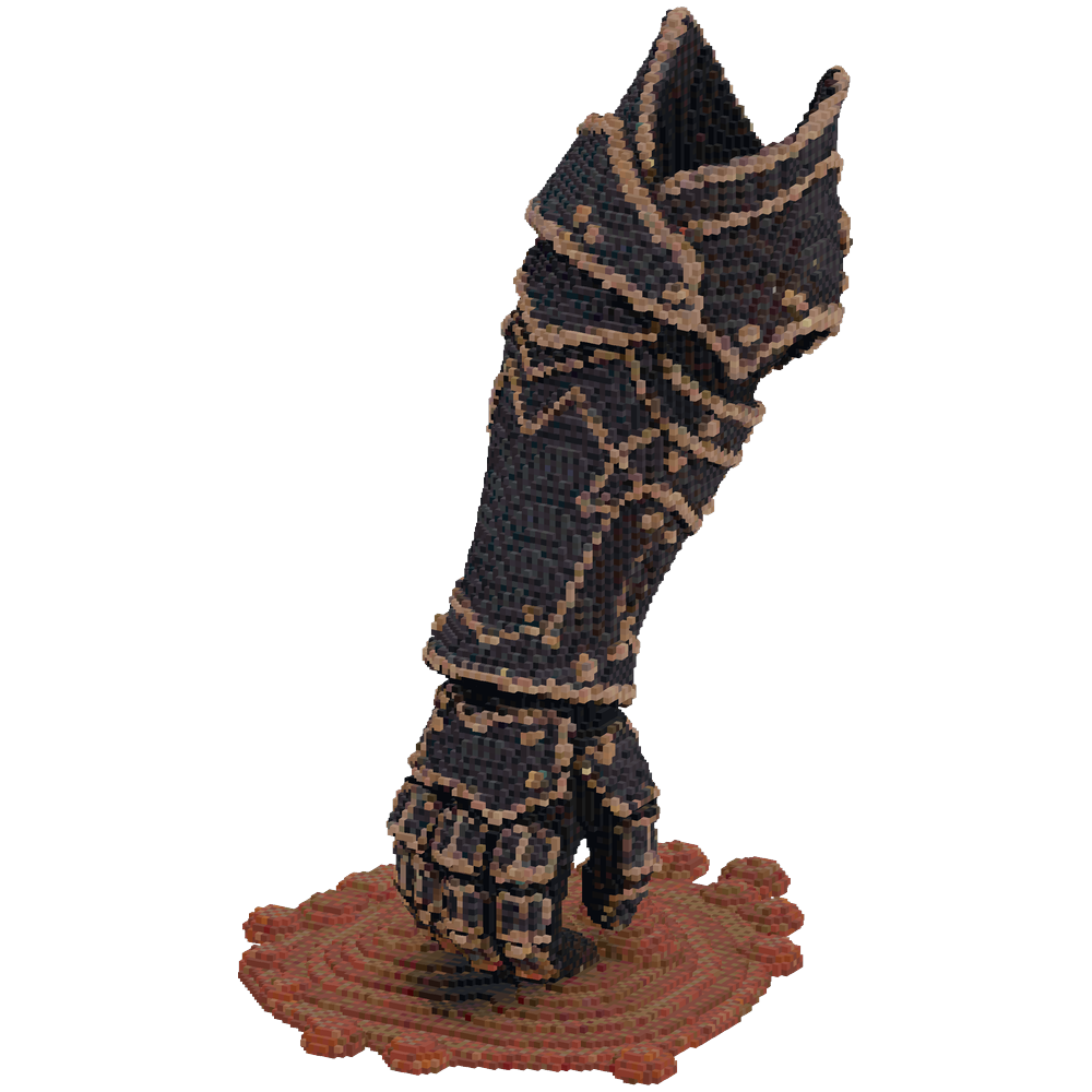 Obsidian armored arm rising up from... | Minecraft Build - BlockGPT