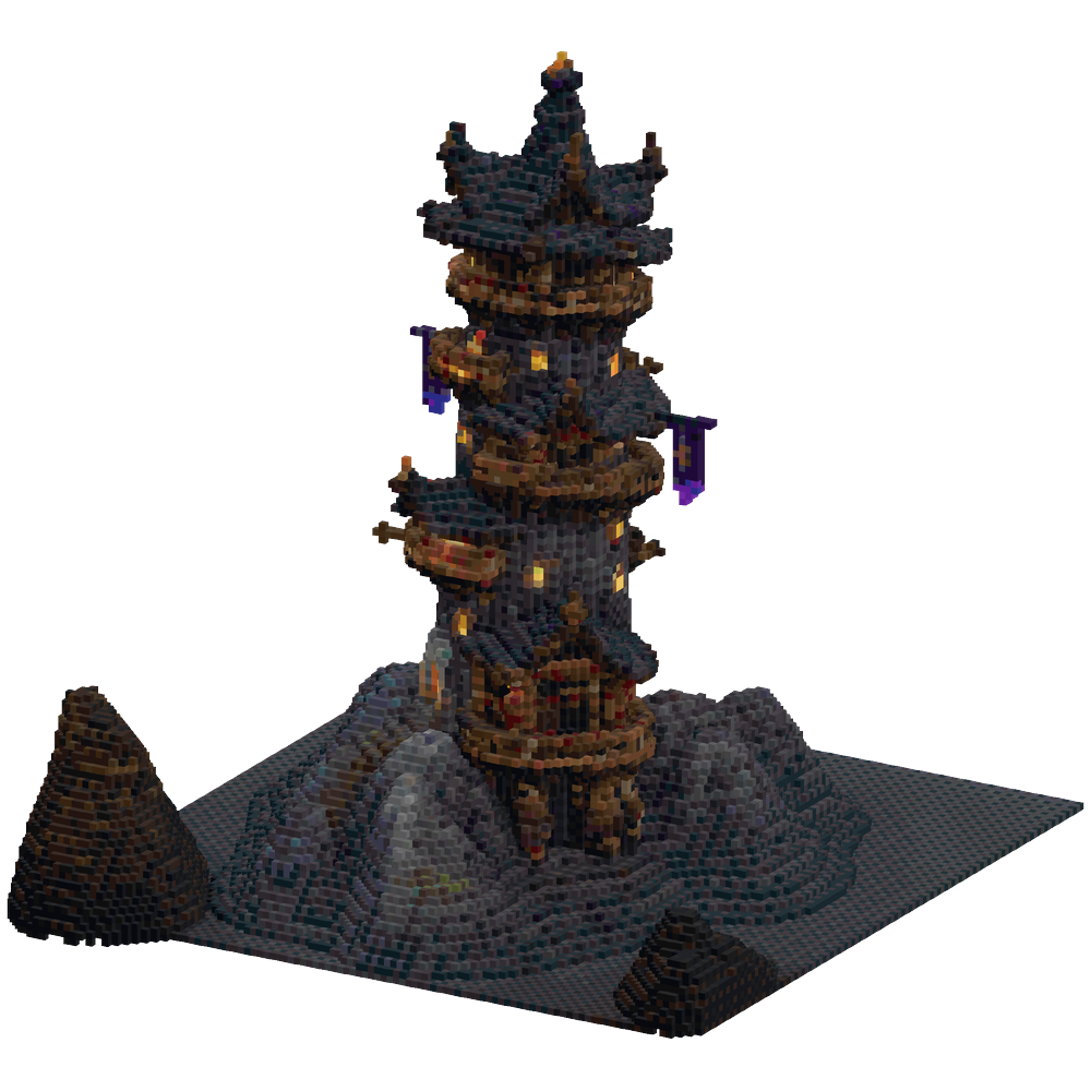 A massive fantasy wizard tower risi... | Minecraft Build - BlockGPT