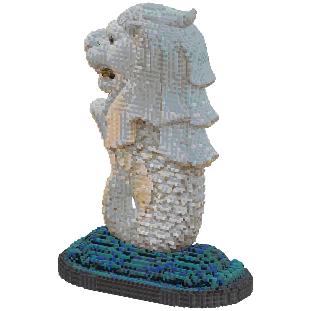 Generate a 19x19 Merlion statue for... | Minecraft Build - BlockGPT
