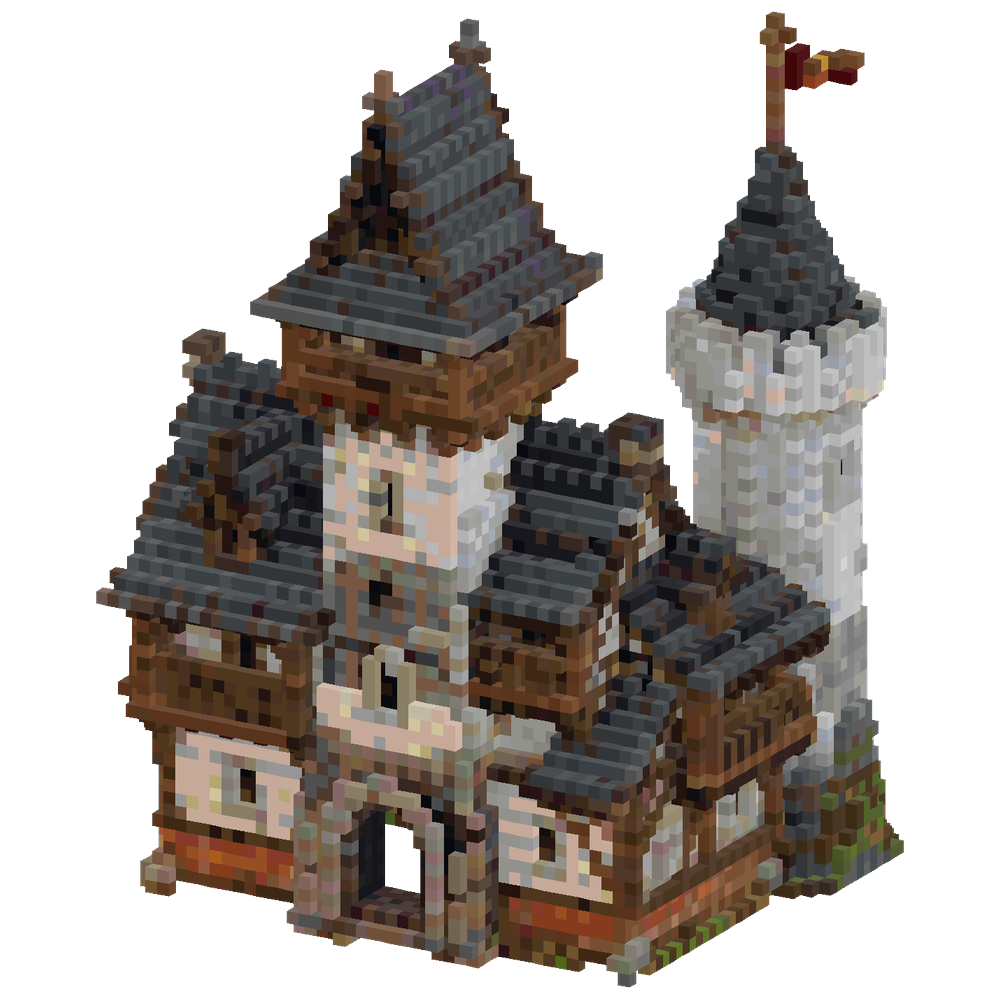 compact asymmetrical medieval house... | Minecraft Build - BlockGPT