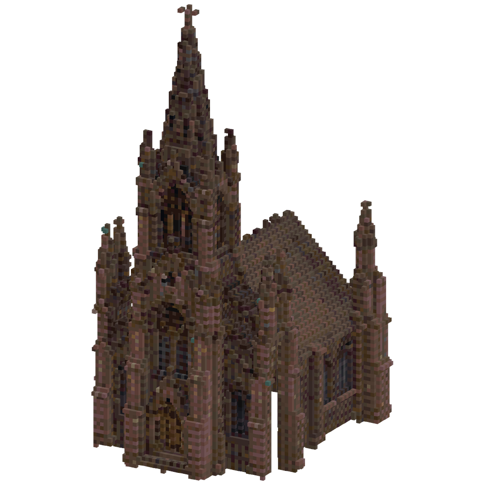 a gothic catholic cathedral built o... | Minecraft Build - BlockGPT