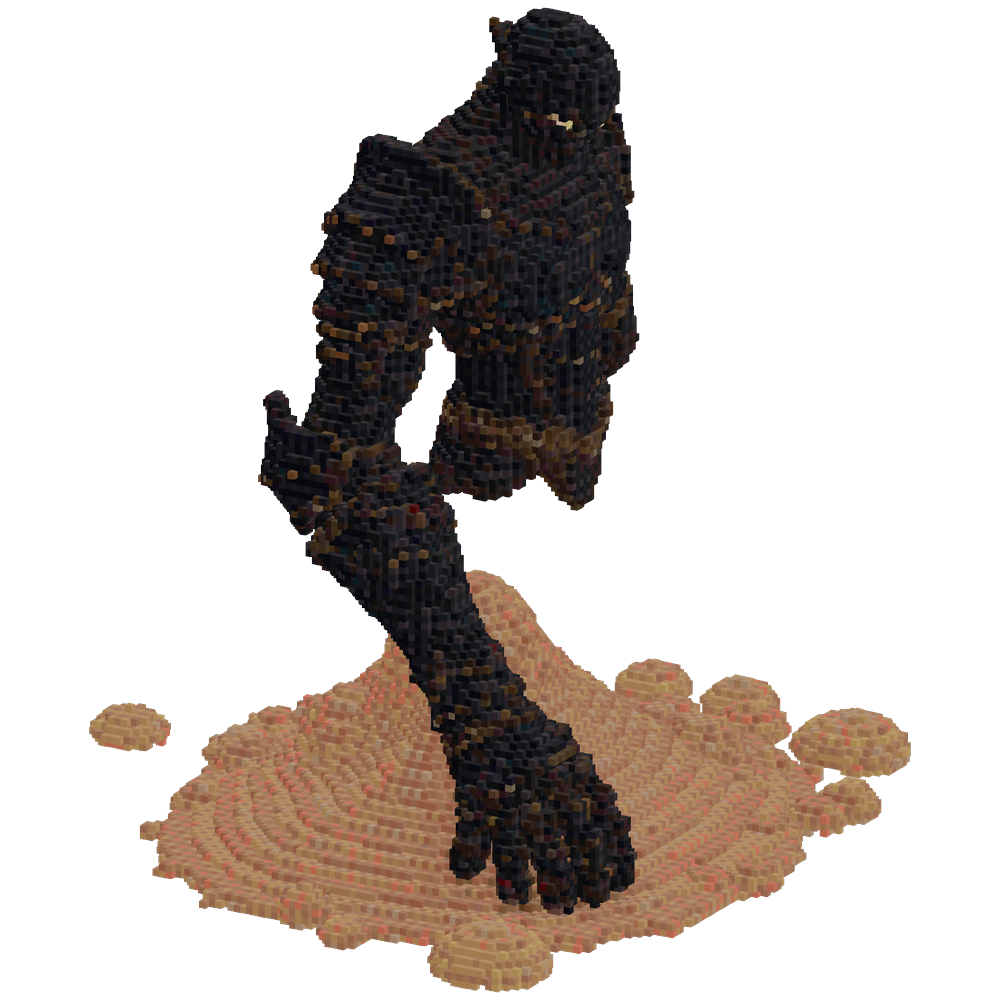 Obsidian armored arm, rising up fro... | Minecraft Build - BlockGPT