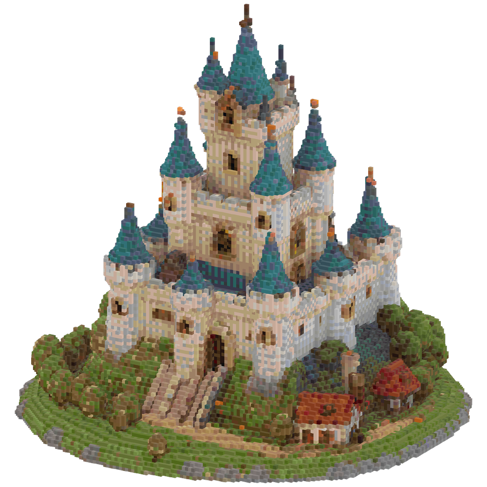 huge castle with a village | Minecraft Build - BlockGPT