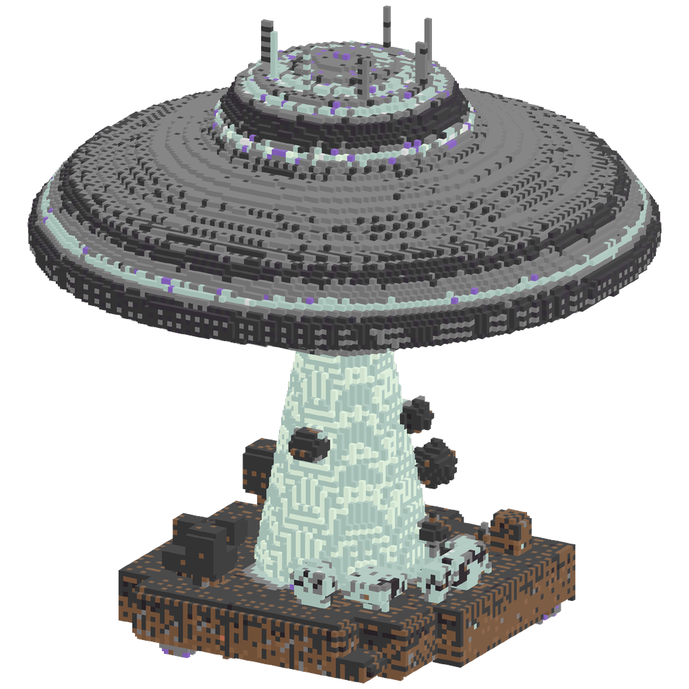 A massive futuristic UFO floating h... | Minecraft Build - BlockGPT