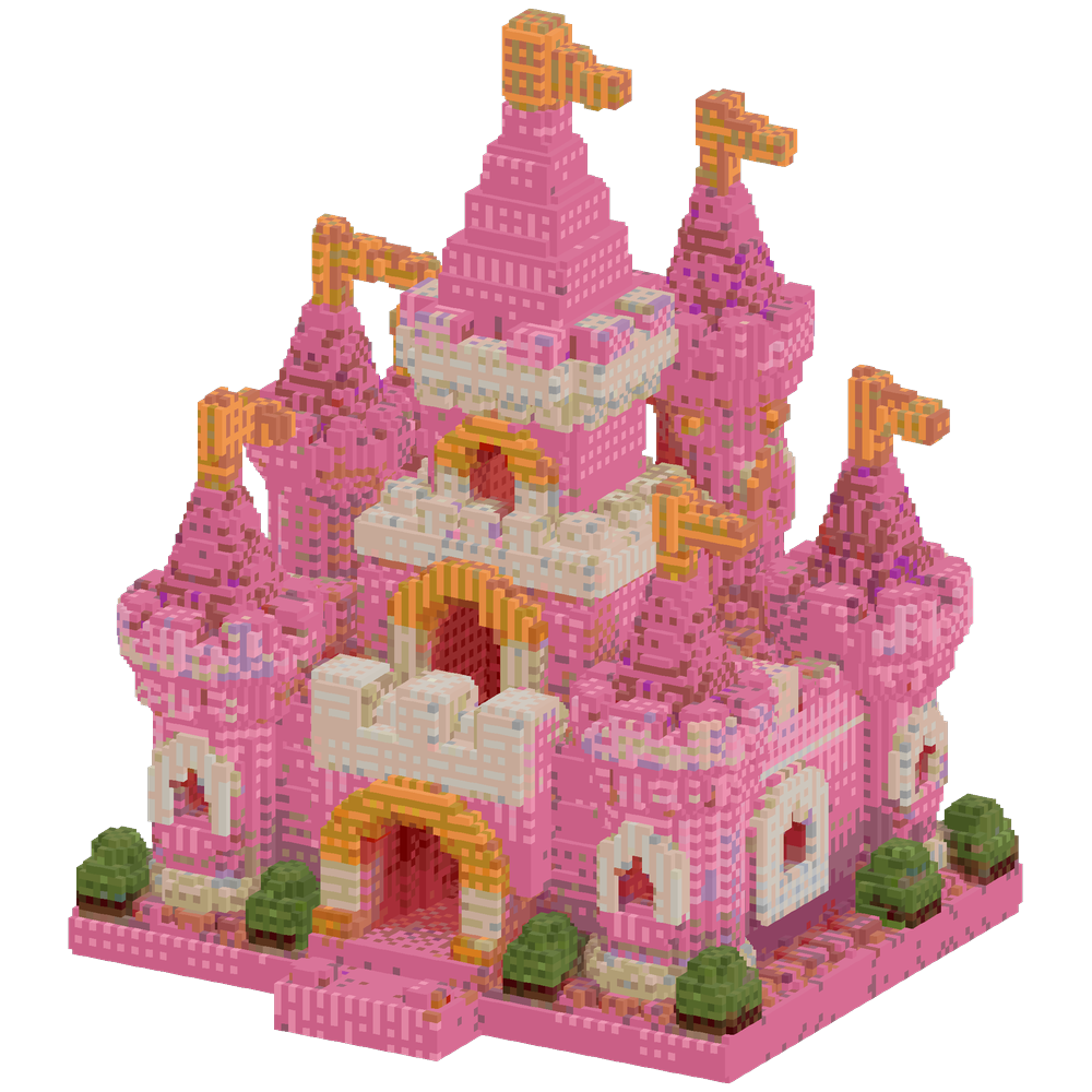 create a pink princess castle using... | Minecraft Build - BlockGPT