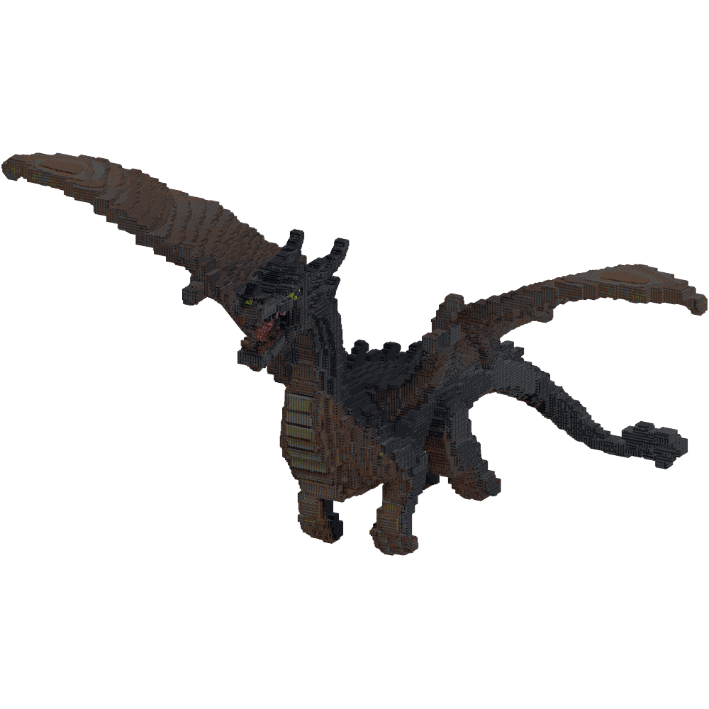 Create a colossal dark fantasy drag... | Minecraft Build - BlockGPT