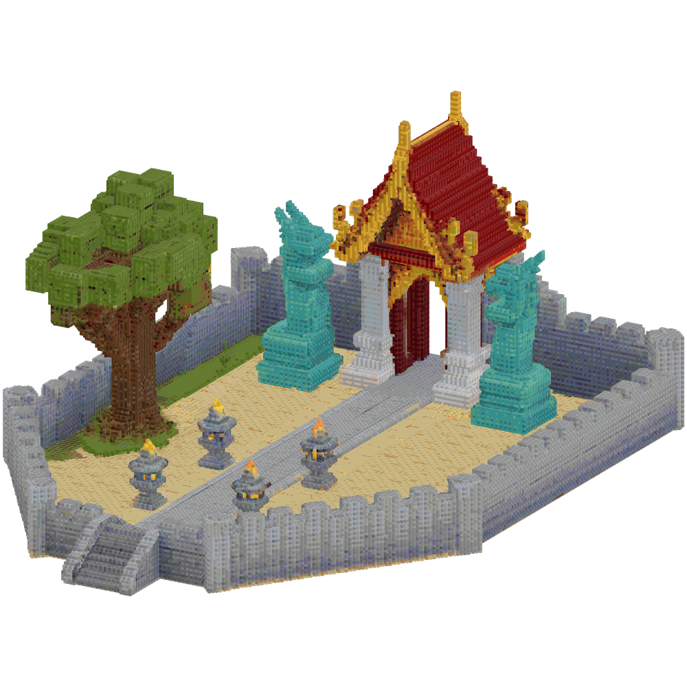 Build a Thai Buddhist temple spawn.... | Minecraft Build - BlockGPT