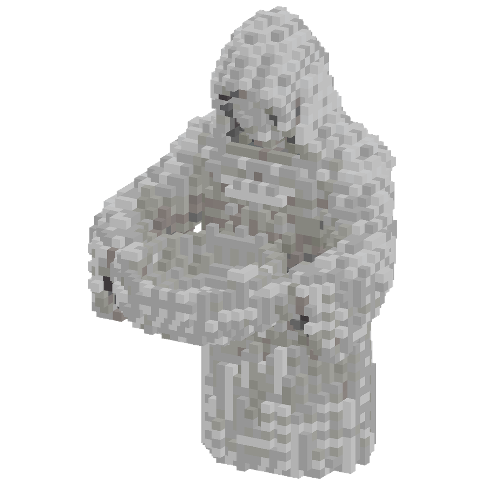 a statue of a hooded figure with it... | Minecraft Build - BlockGPT