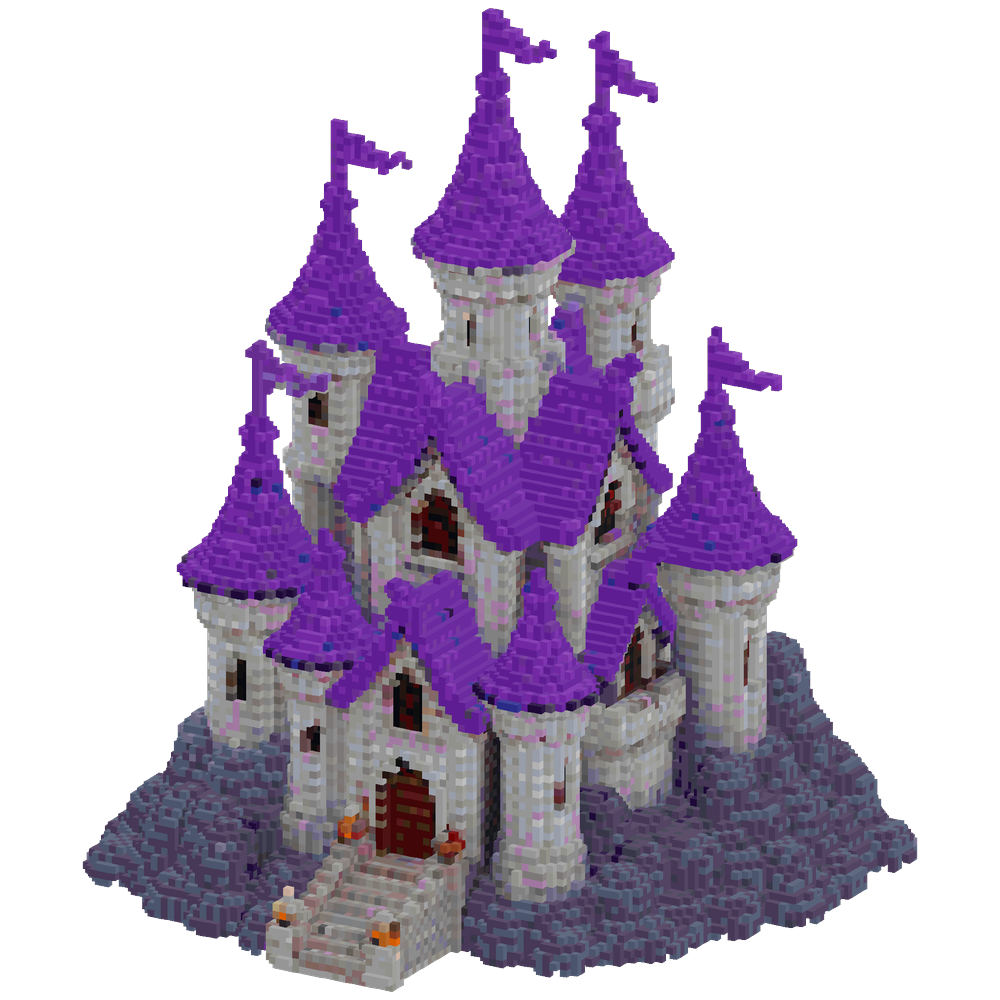 a mystical castle with purple roof | Minecraft Build - BlockGPT