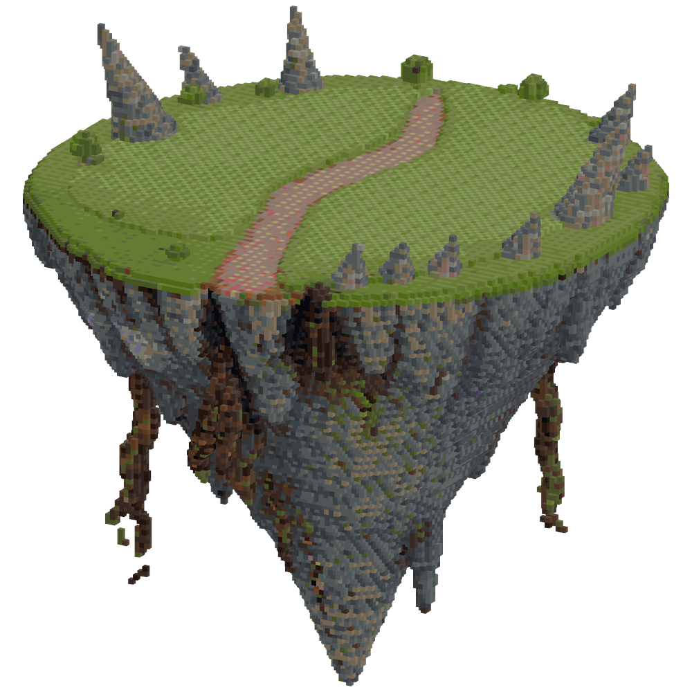 Create a medium to large floating i... | Minecraft Build - BlockGPT
