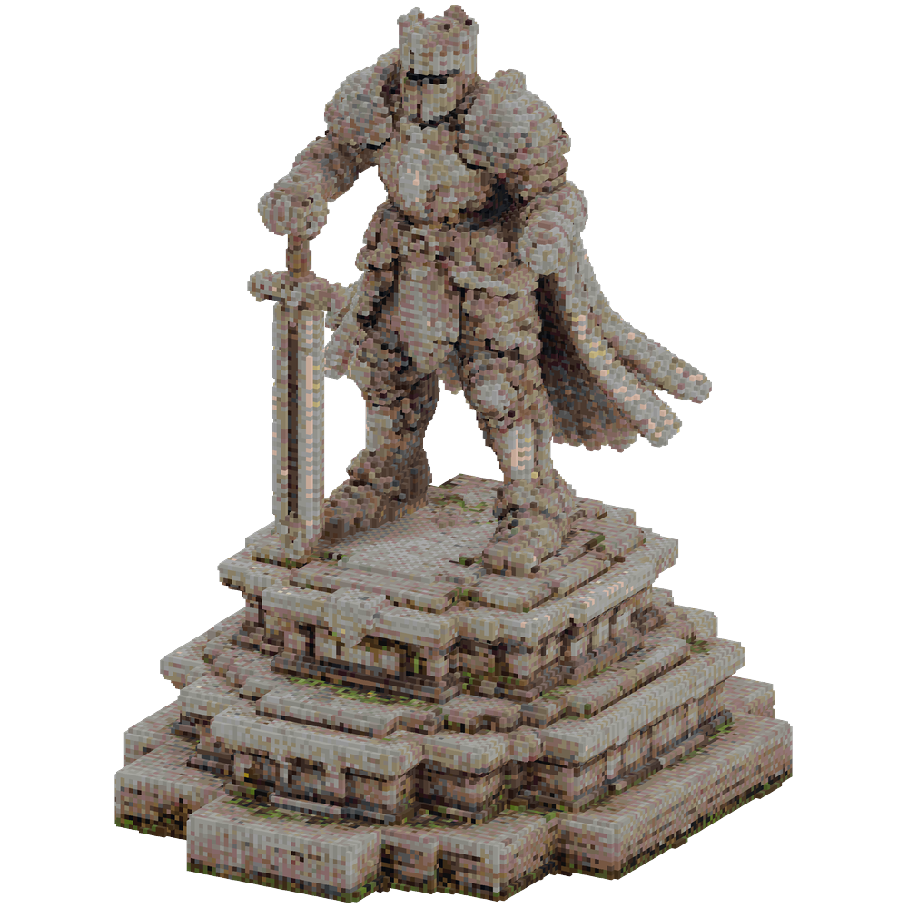 A giant smooth stone statue of a me... | Minecraft Build - BlockGPT