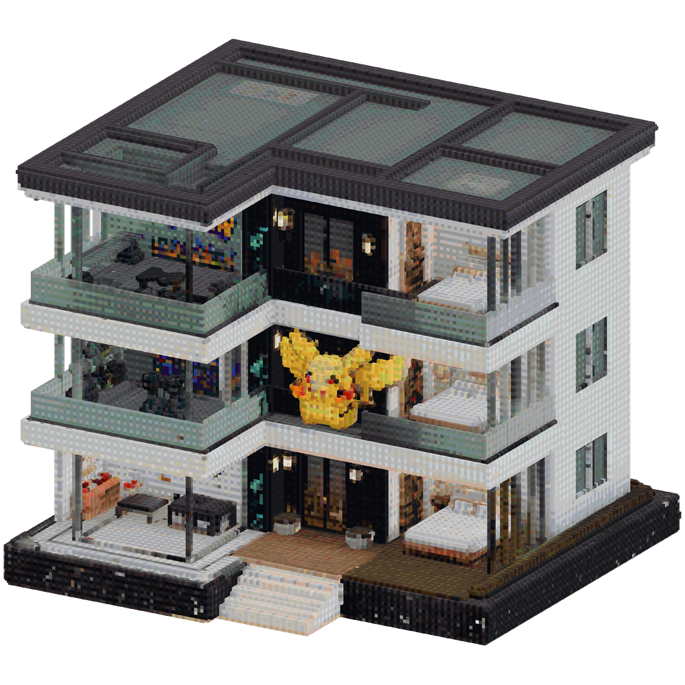 Large modern Pokemon mansion, 3 flo... | Minecraft Build - BlockGPT