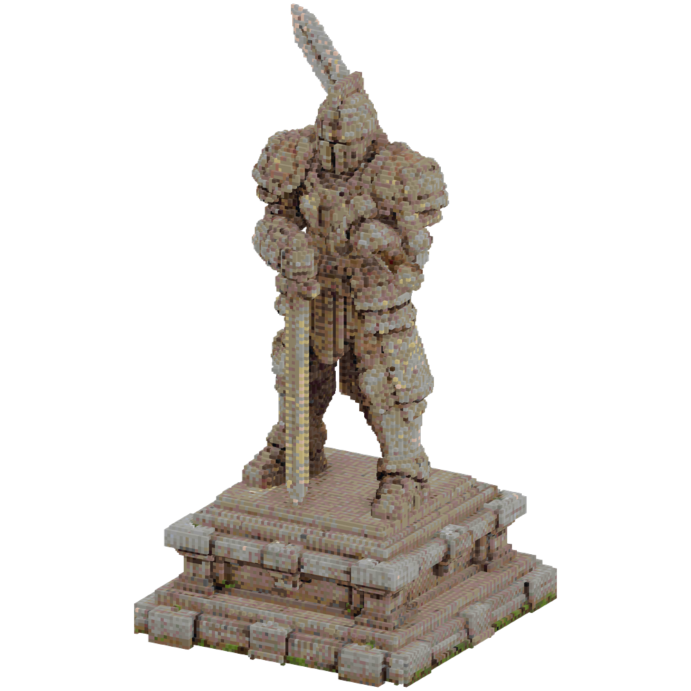 A giant smooth stone statue of a me... | Minecraft Build - BlockGPT