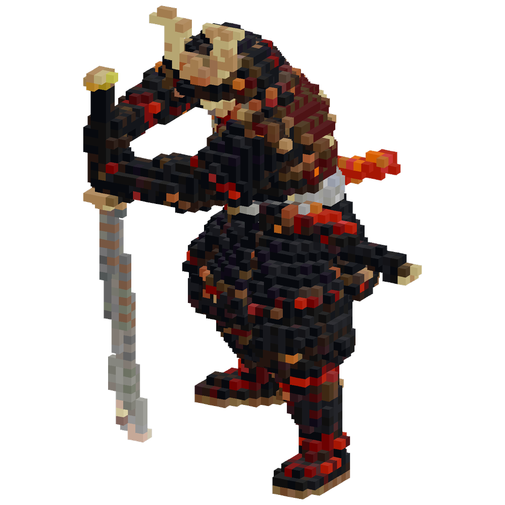 make a samurai, holding a sword sti... | Minecraft Build - BlockGPT