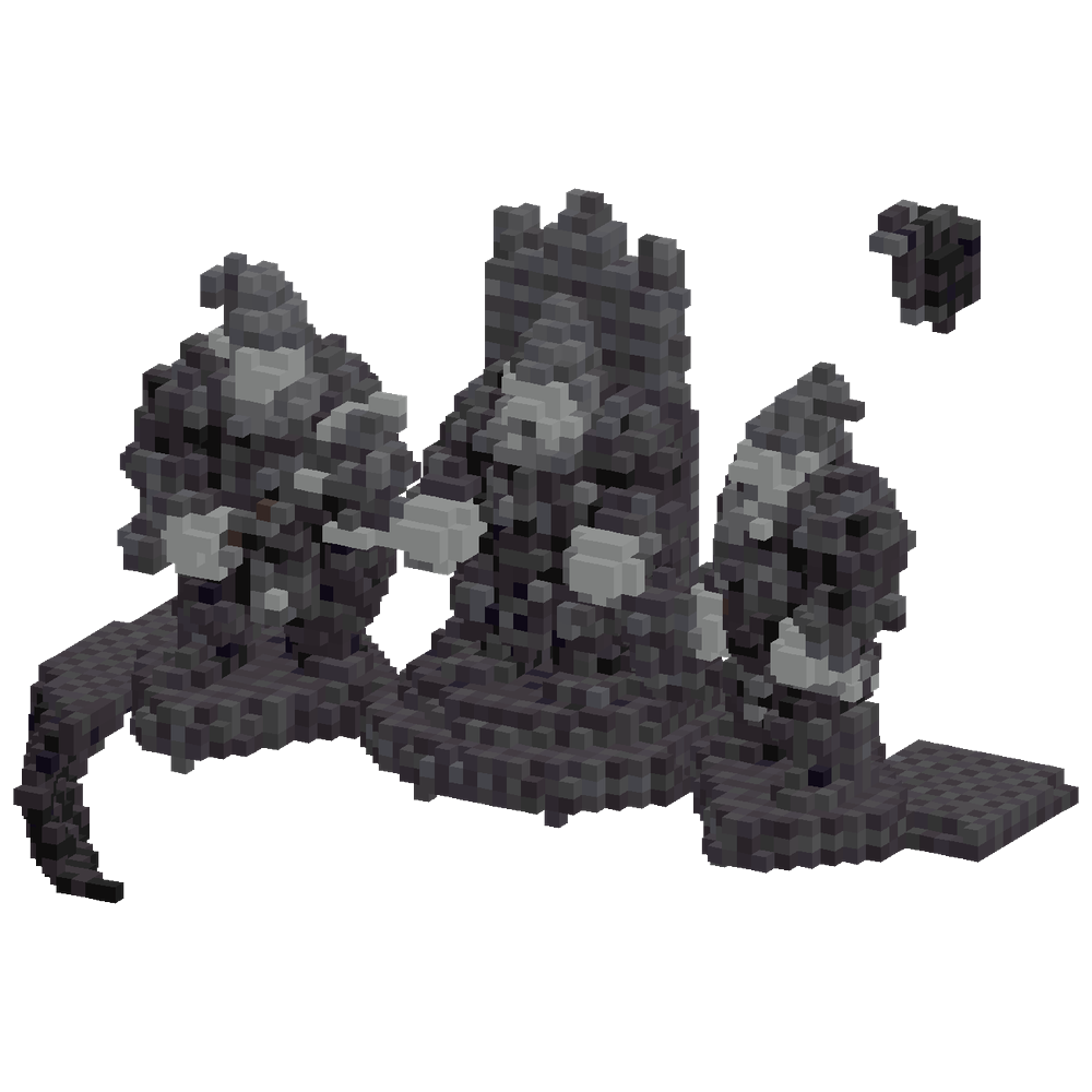 Two small dwarven warrior statues c... | Minecraft Build - BlockGPT