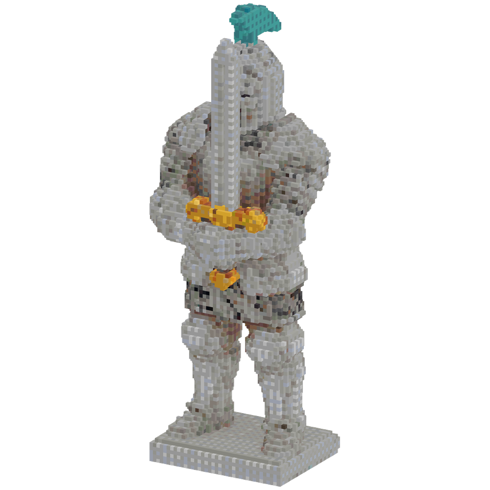 30 blocks tall, knight statue holdi... | Minecraft Build - BlockGPT