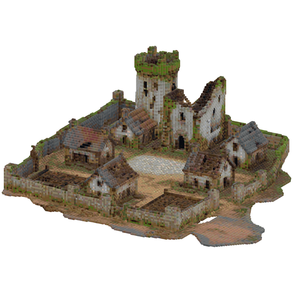 Build a ruined medieval village tha... | Minecraft Build - BlockGPT