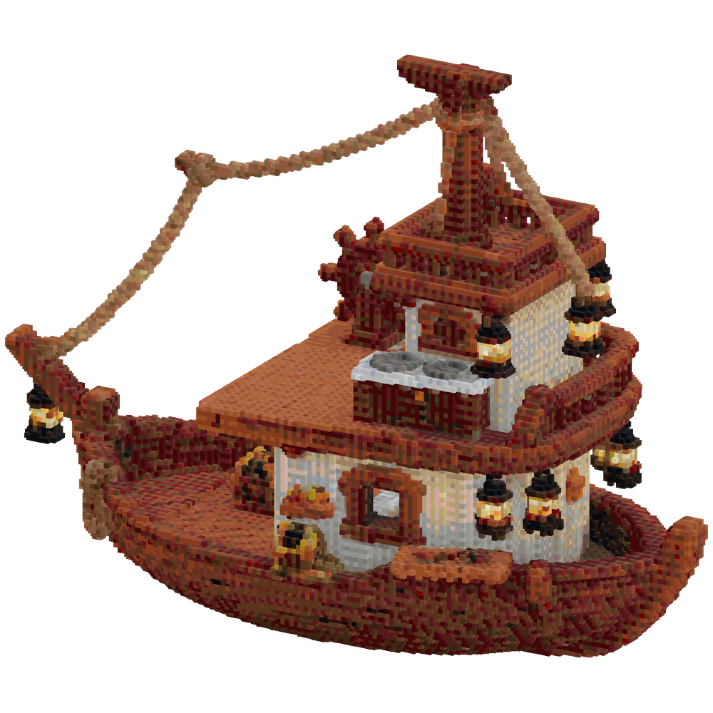 Build a small wooden ship that can ... | Minecraft Build - BlockGPT