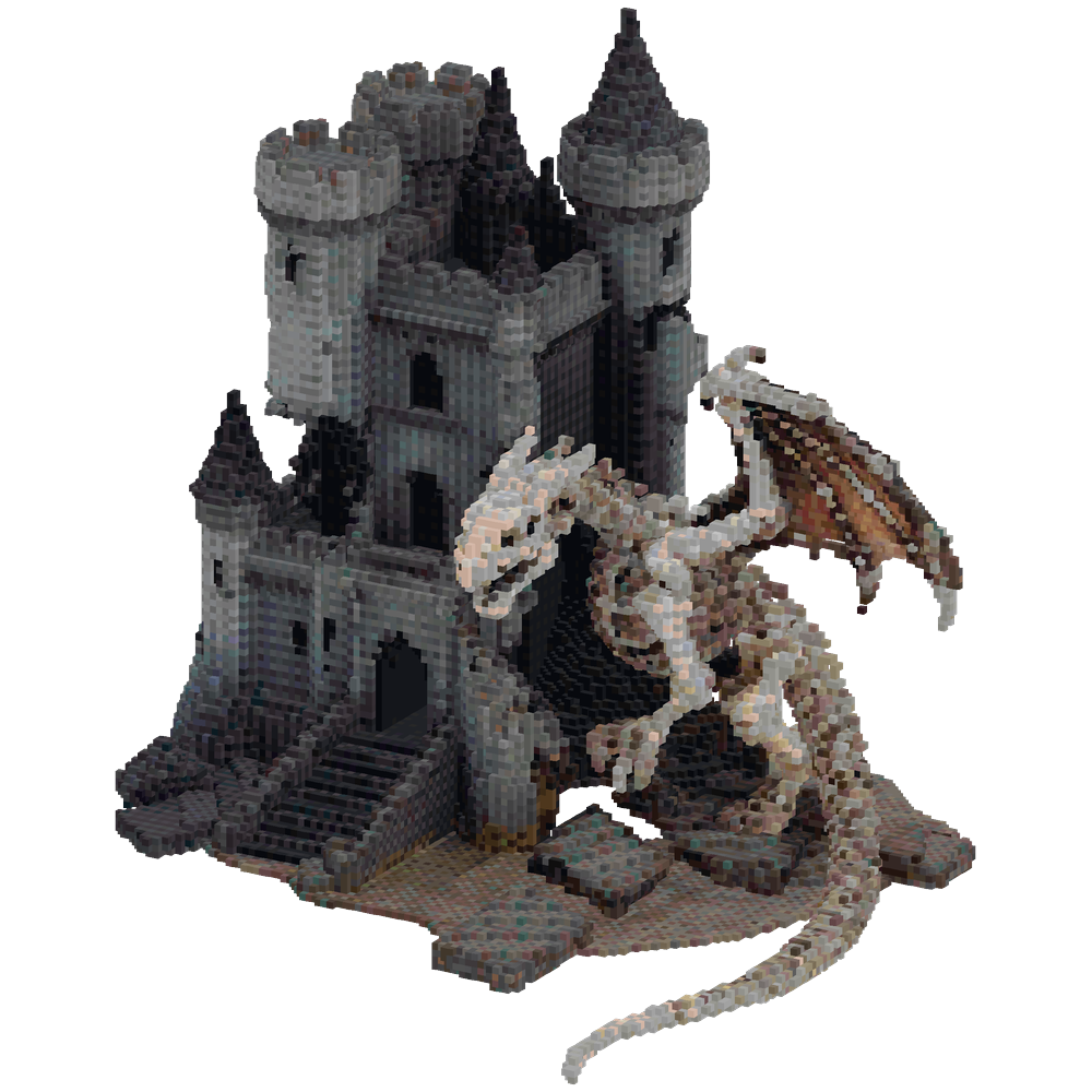 Build me a dark realistic castle pa... | Minecraft Build - BlockGPT