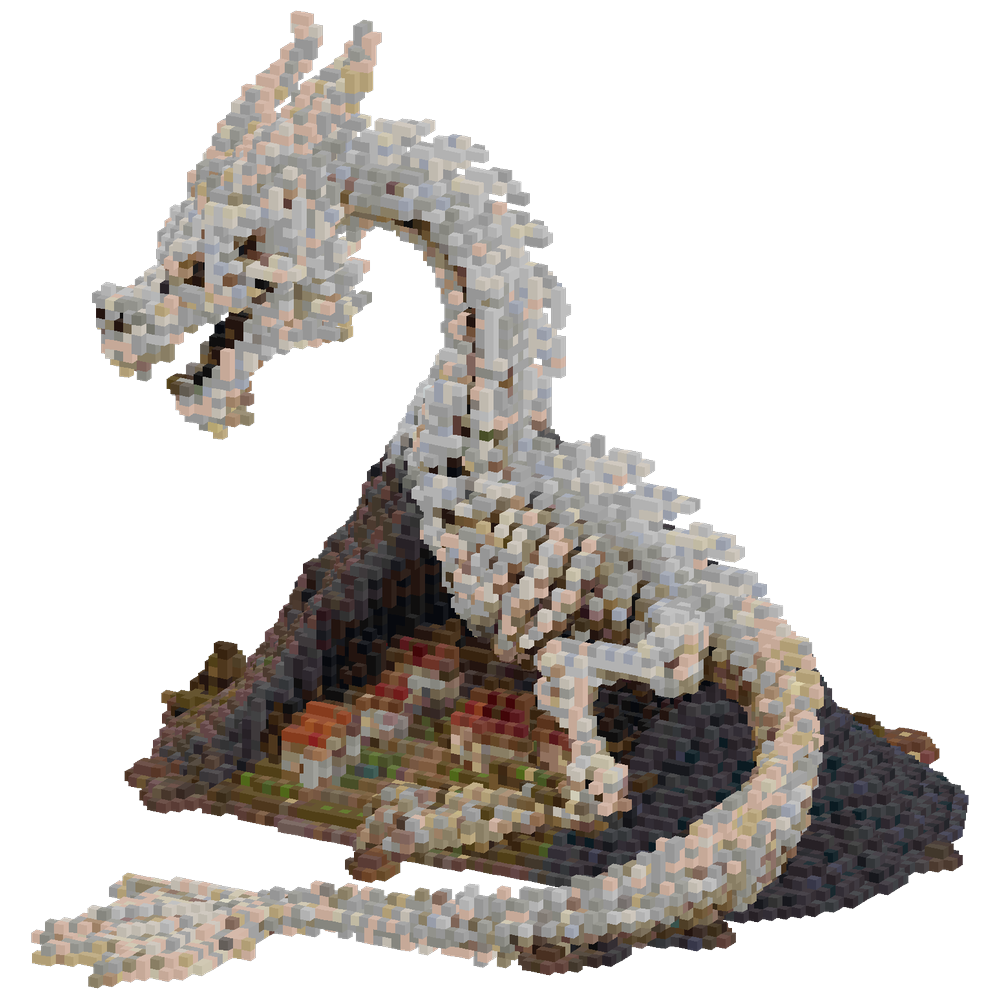 A fallen dragon skeleton built into... | Minecraft Build - BlockGPT