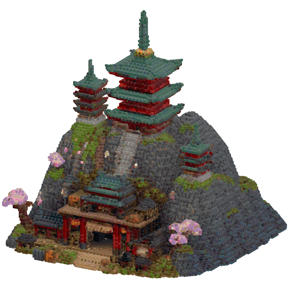 An epic ninja temple on a mountain ... | Minecraft Build - BlockGPT