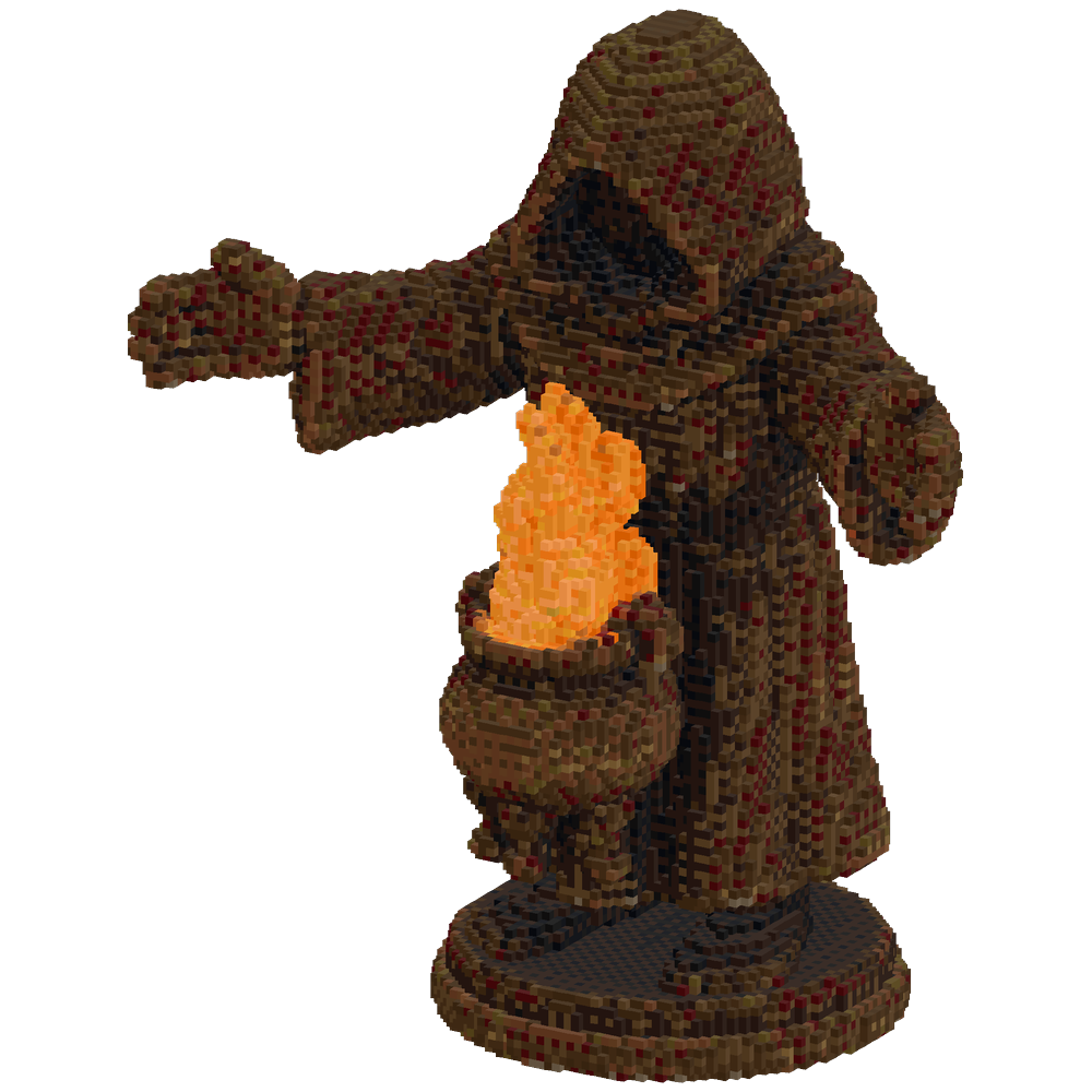 a miniature statue of a hooded figu... | Minecraft Build - BlockGPT