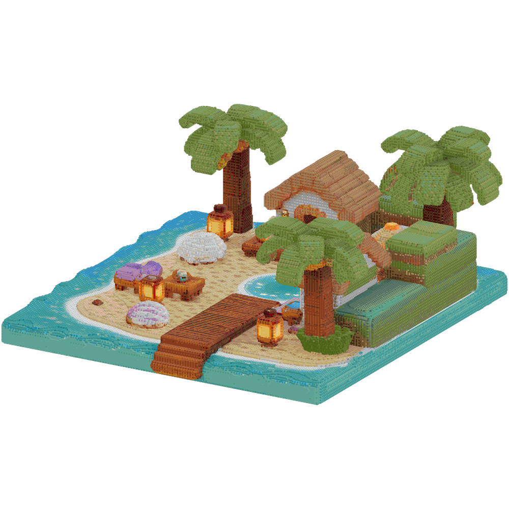 Create a small, cute beach-themed M... | Minecraft Build - BlockGPT