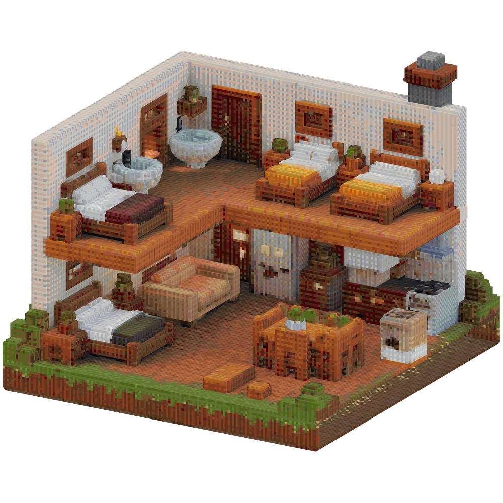 Medium-sized family home, footprint... | Minecraft Build - BlockGPT