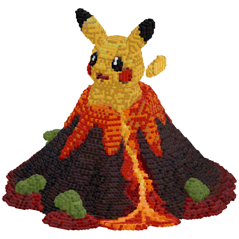 make me a volcano based off pokemon... | Minecraft Build - BlockGPT