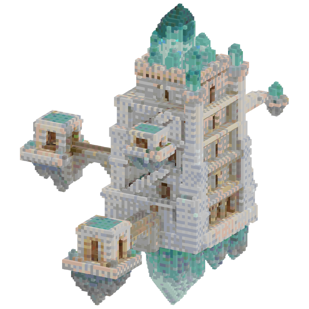 A massive floating sky castle hover... | Minecraft Build - BlockGPT