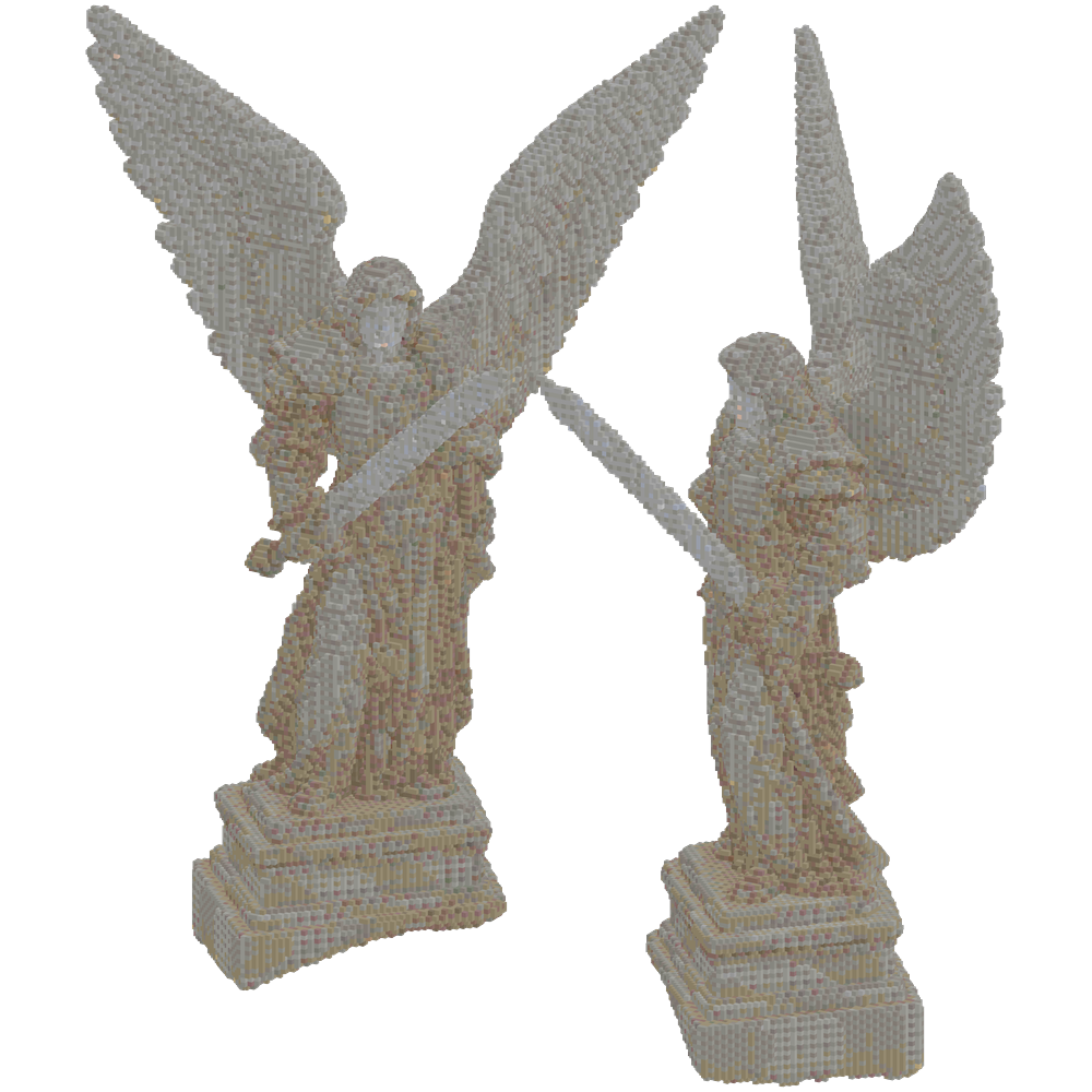 Two colossal angelic guardian statu... | Minecraft Build - BlockGPT