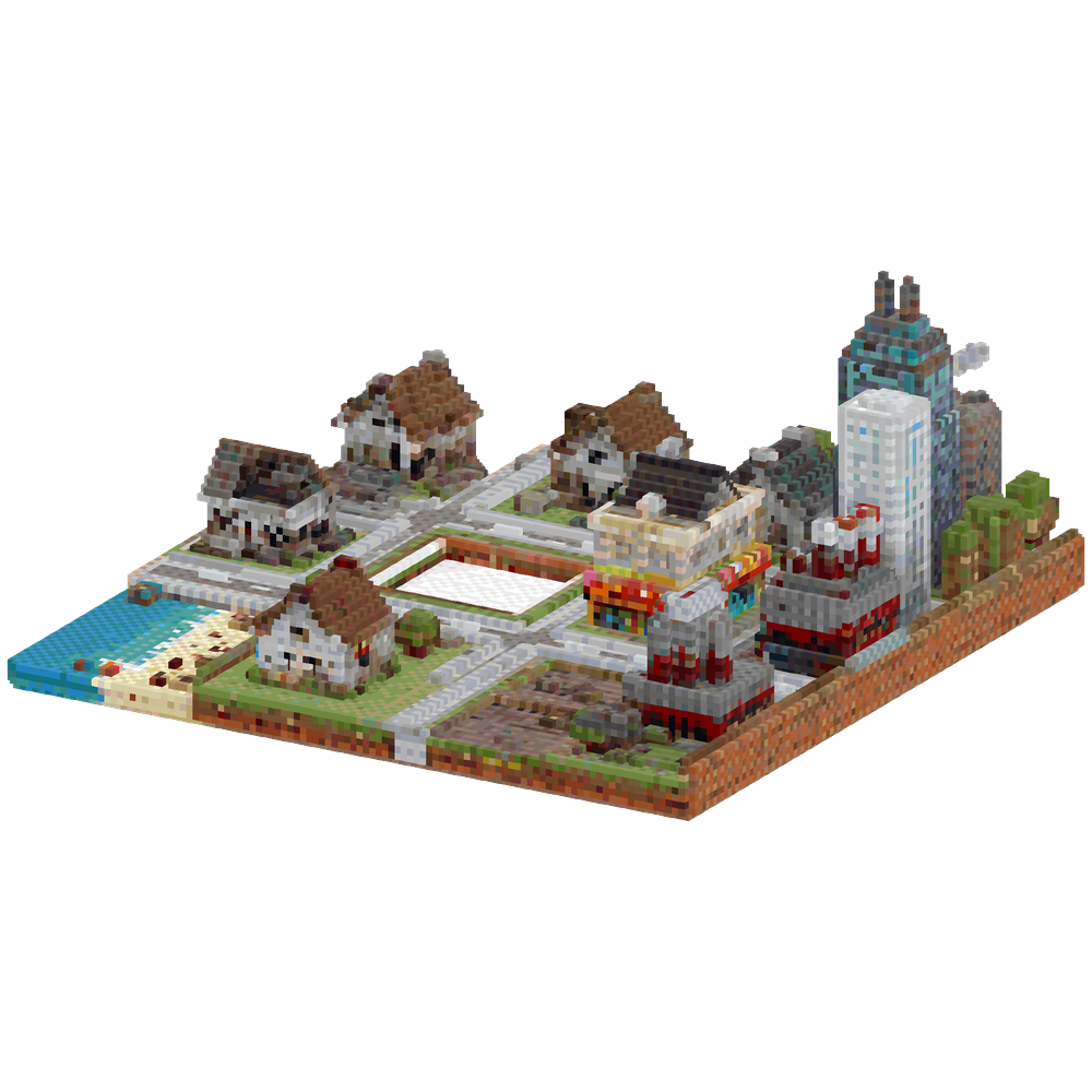 Create a medium-large Minecraft cit... | Minecraft Build - BlockGPT