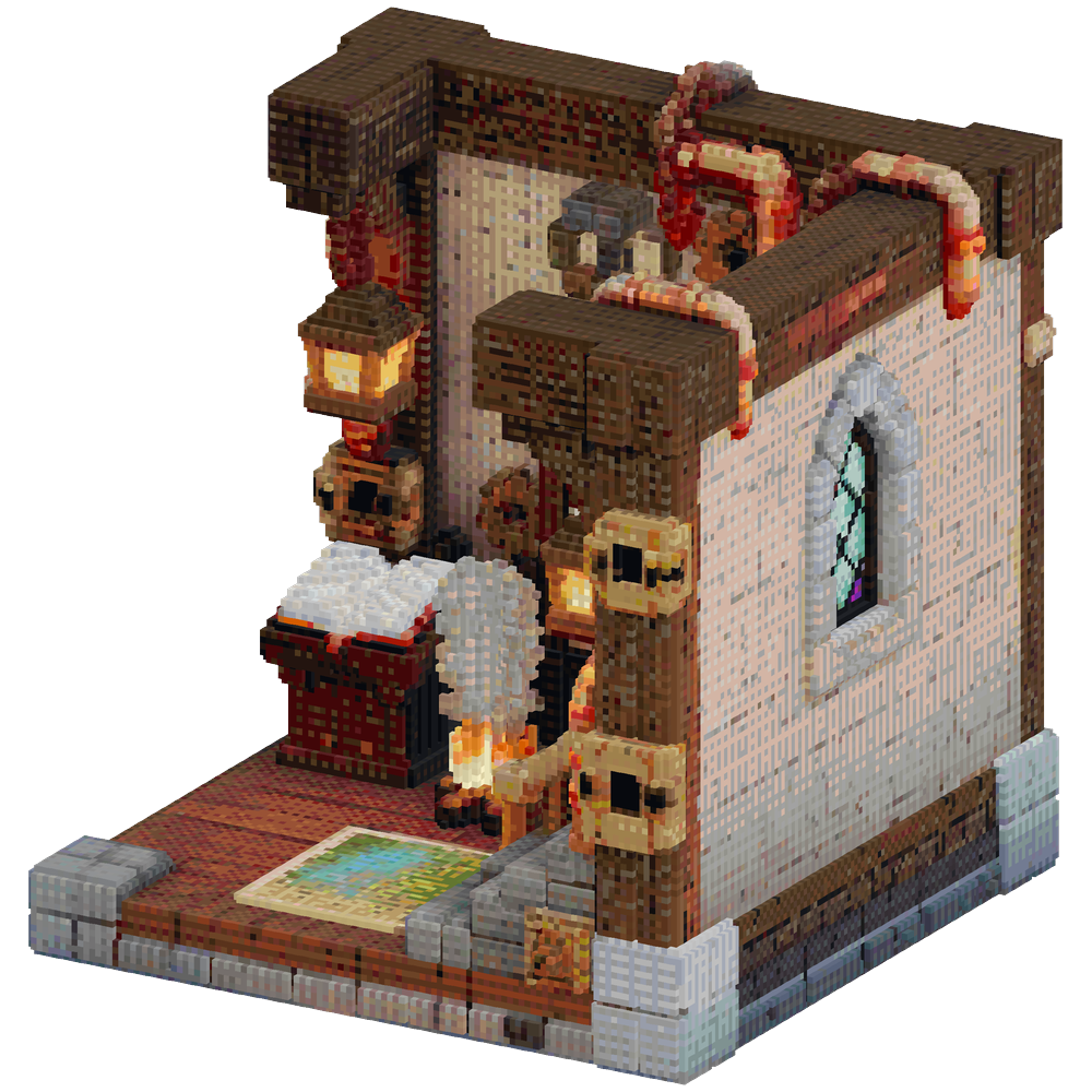 Small medieval steampunk library in... | Minecraft Build - BlockGPT