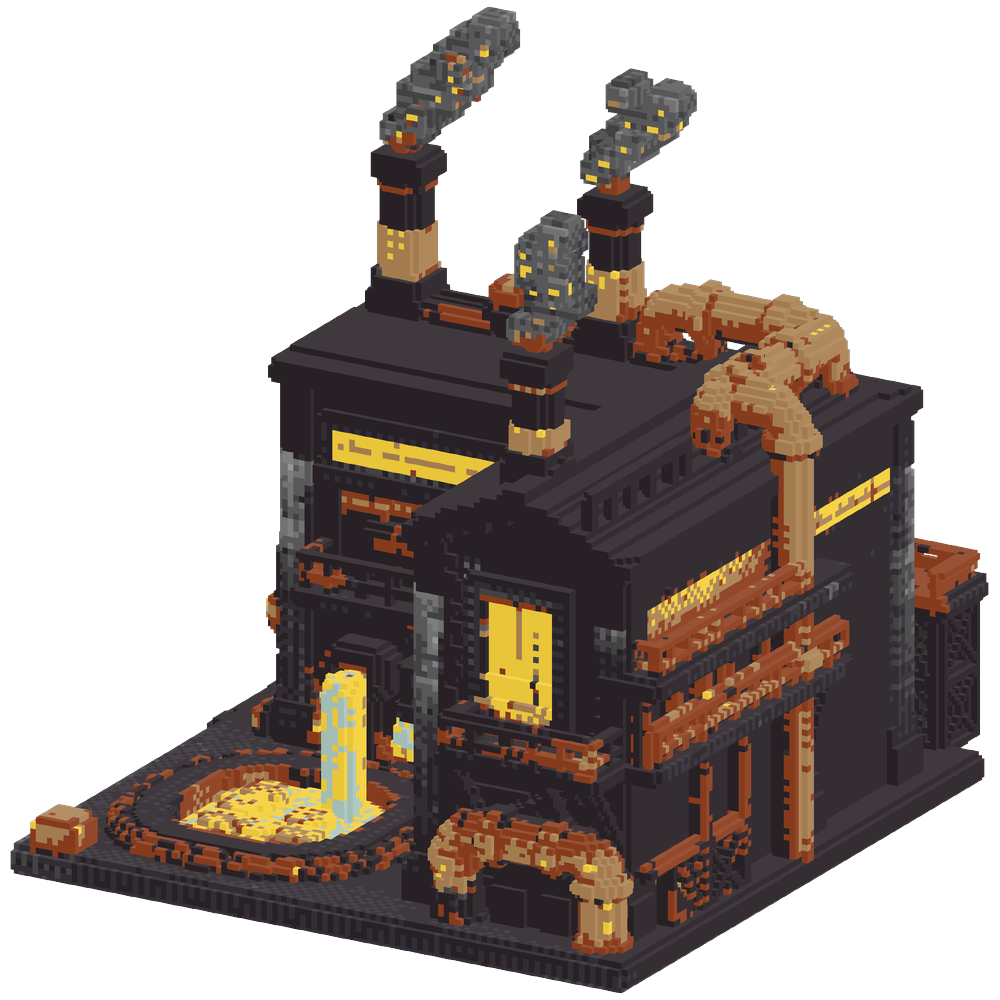 A massive industrial gold-processin... | Minecraft Build - BlockGPT
