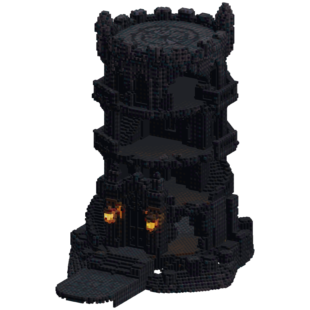 A massive dark fantasy tower rising... | Minecraft Build - BlockGPT