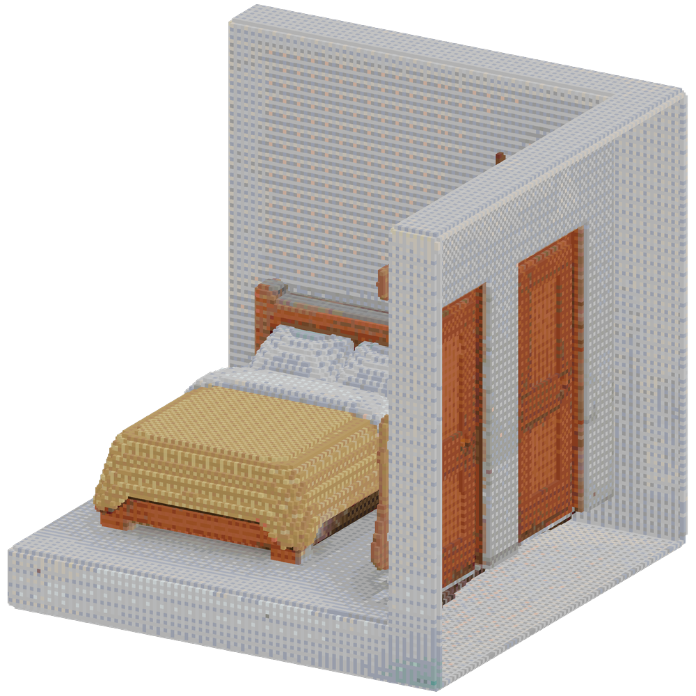 Make a bedroom 13 block by 13 block... | Minecraft Build - BlockGPT