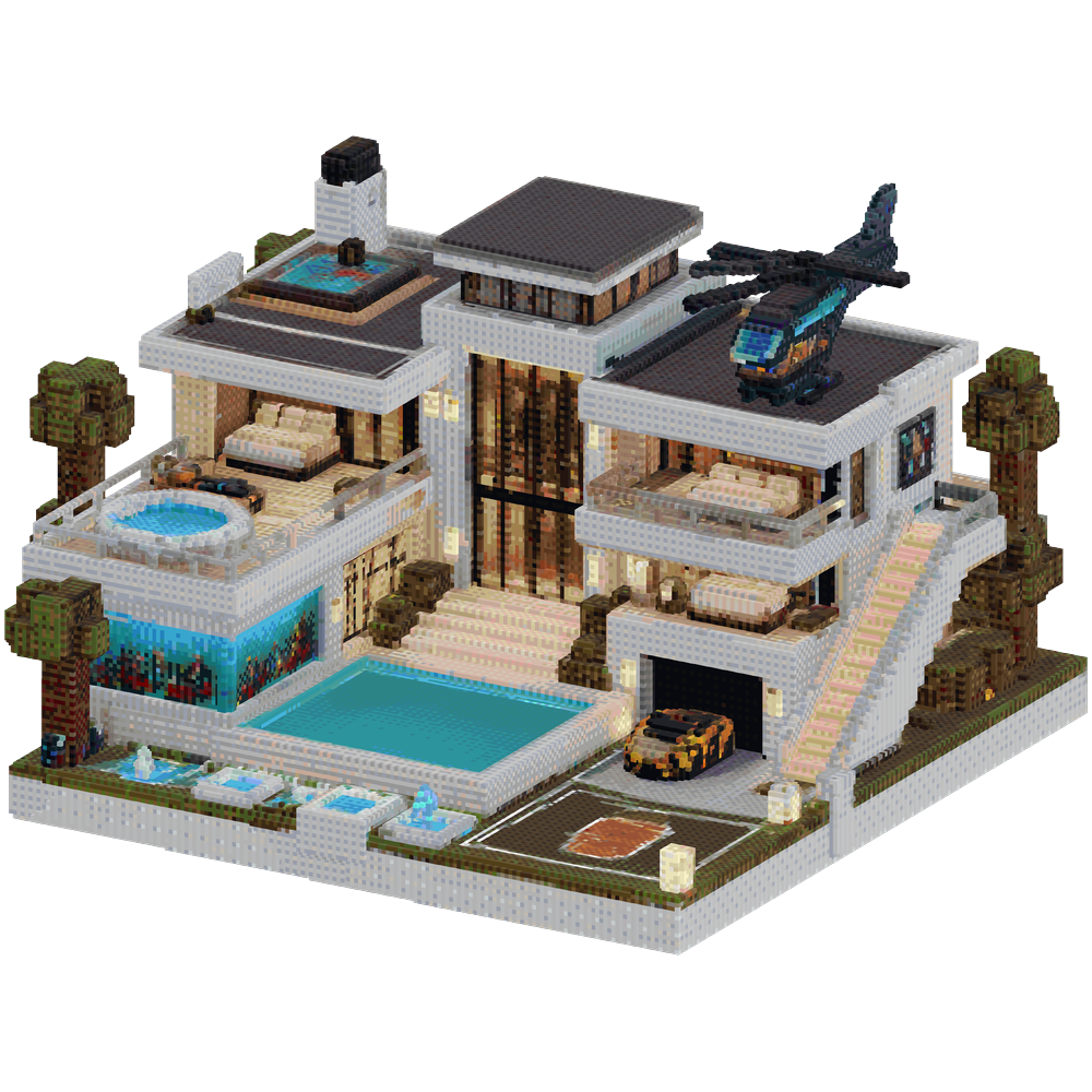 Construis une immense villa de mill... | Minecraft Build - BlockGPT
