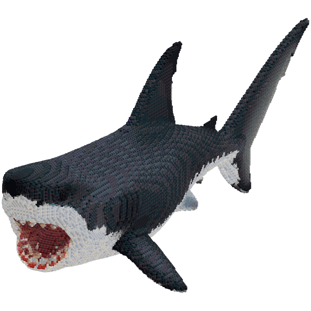 a great white shark , jumping , wit... | Minecraft Build - BlockGPT