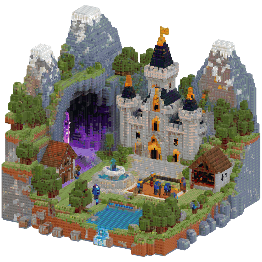 Create a large fantasy Minecraft ac... | Minecraft Build - BlockGPT