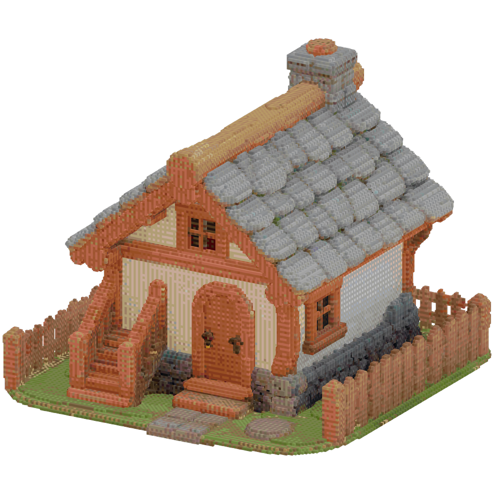 A small oak house with oak stairs r... | Minecraft Build - BlockGPT